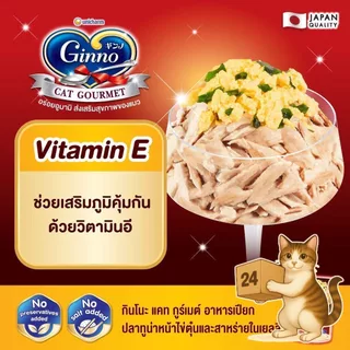 (ครึ่งลัง 24 ซอง) Ginno Premium Wet Cat Food กินโนะ อาหารเปียกแมว ไม่เติมเกลือ เนื้อแน่น ขนาด 60g