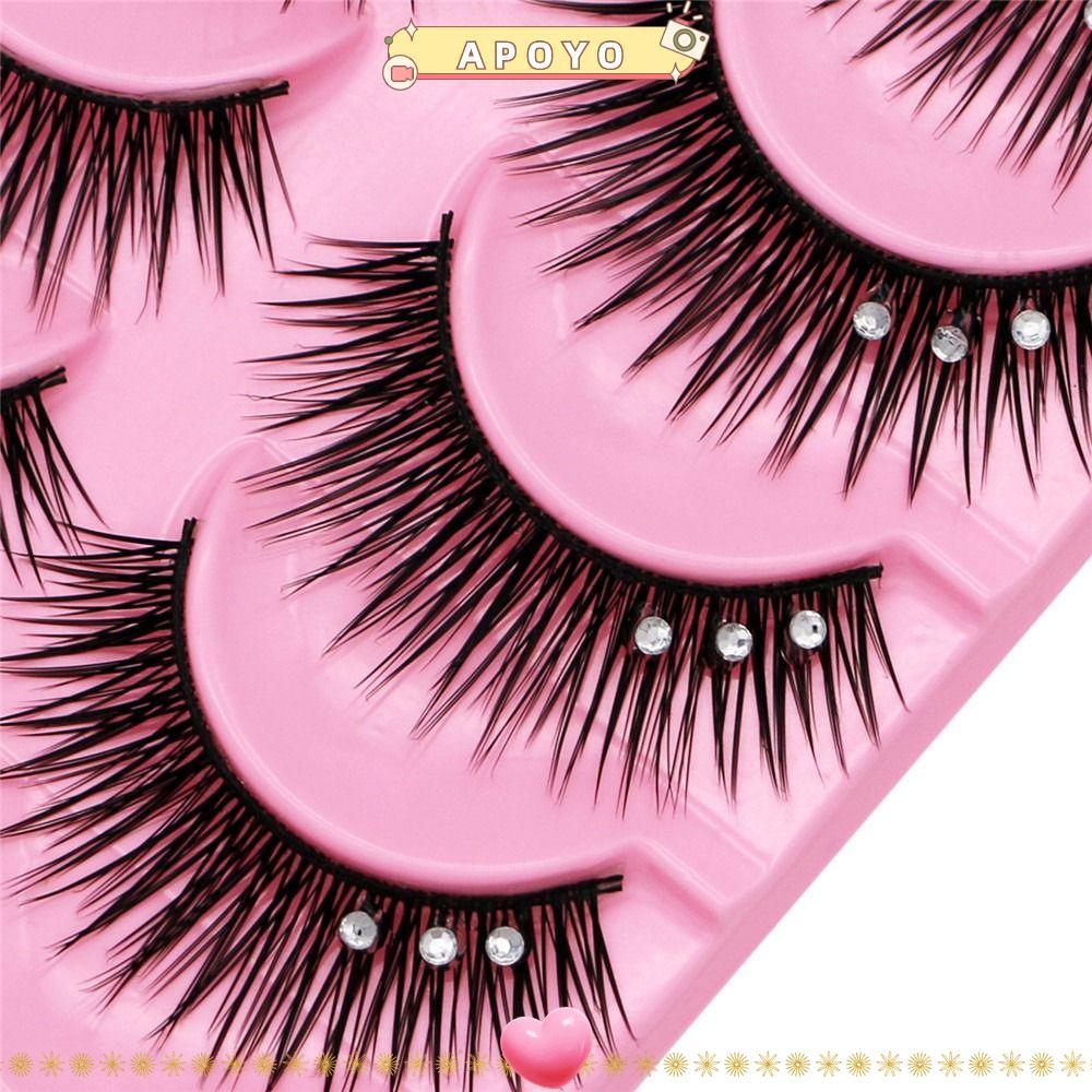 APOYO Diamond Manga Lashes Glitter ผู้หญิงความงาม Dramatic Volume Fuffy Lashes หนา Long Eye Lashes