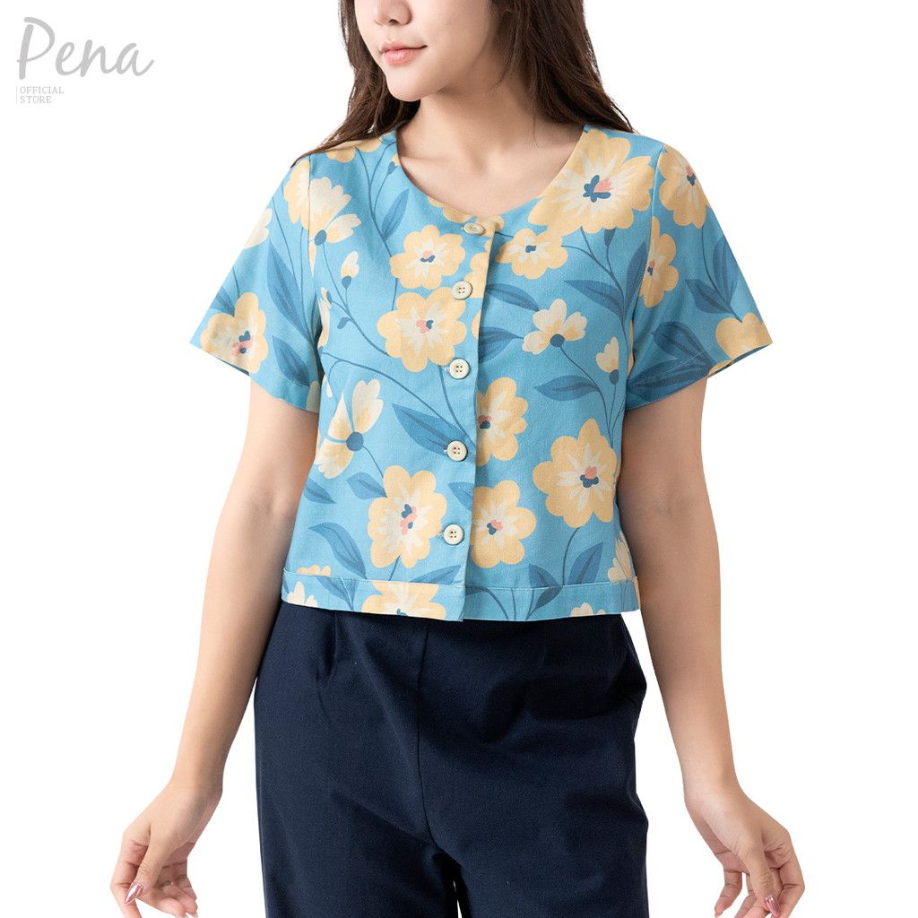 Pena House เสื้อเบลาส์แขนสั้น พิมพ์ลายดอกไม้  POSS022601