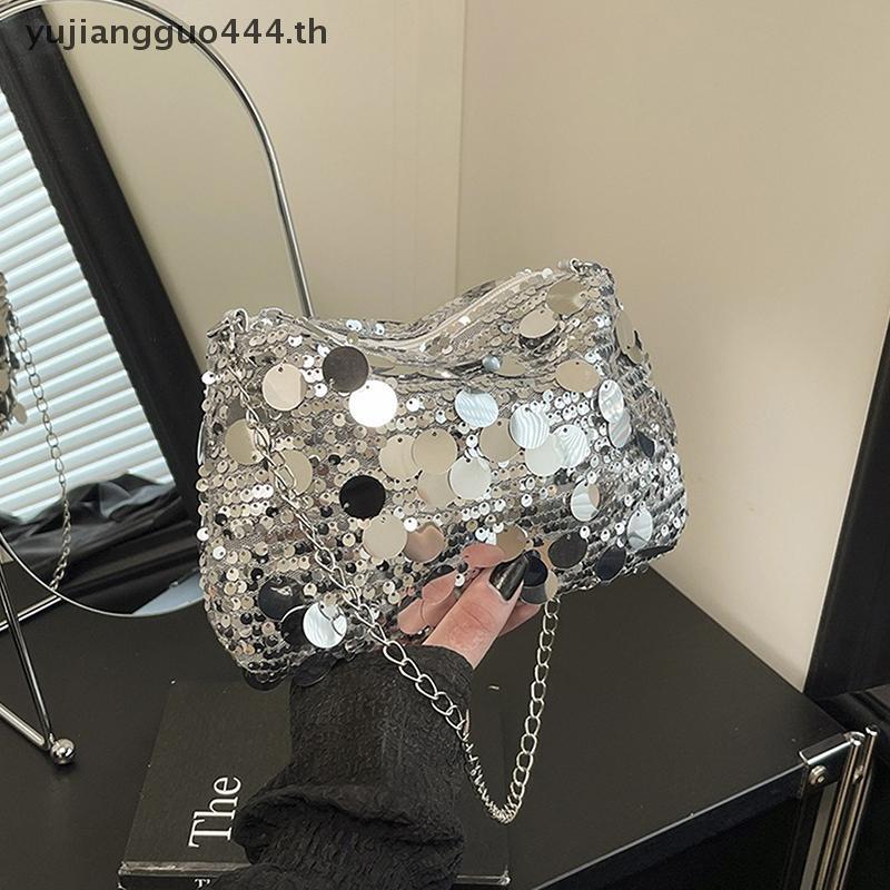 # yuyu # เลื่อมชุดราตรีกระเป๋าสะพายไหล่สําหรับผู้หญิงน้ําหนักเบาแบบพกพาสุภาพสตรีโซ่กระเป๋าสะพายข้างส