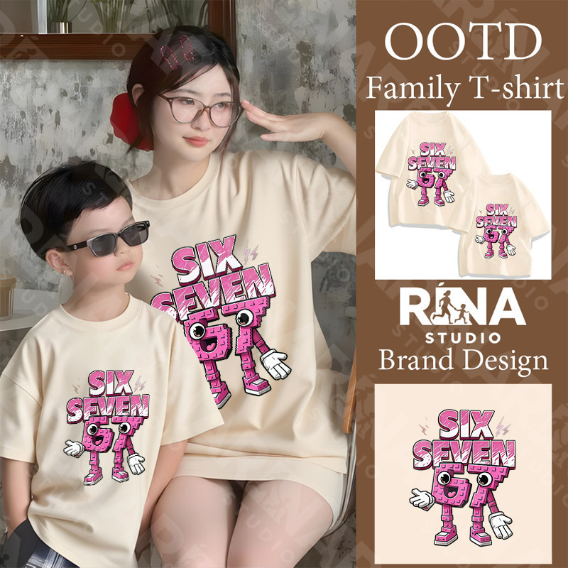 🔥พร้อมส่ง & COD🔥RINA STUDIO ชุดครอบครัว Six Seven 67 ใหม่ 2026 ผ้าฝ้ายแท้ 100% ชุดพ่อแม่ลูก ใส่สบาย#
