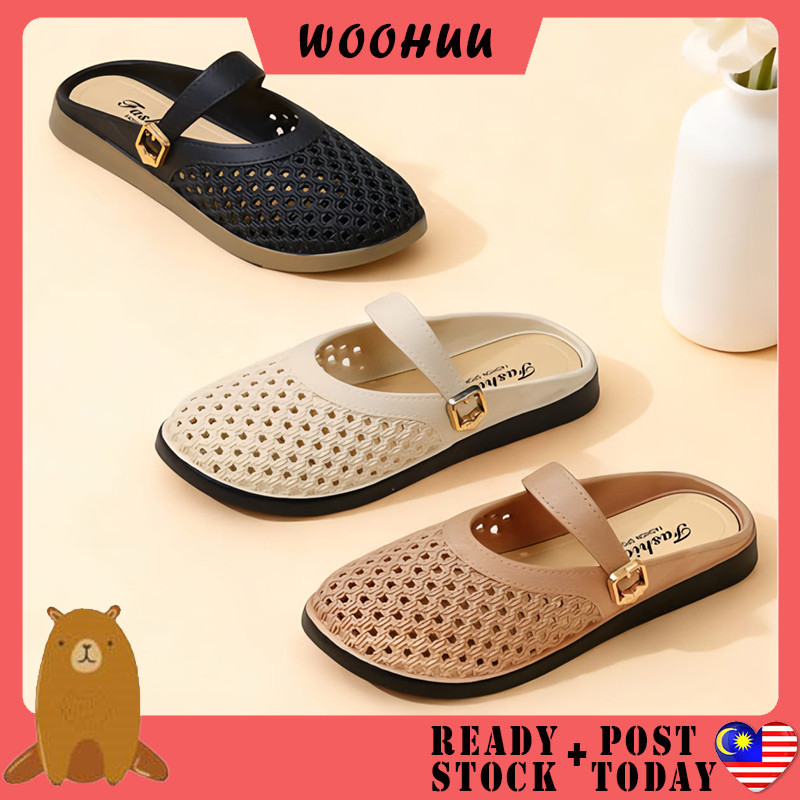 WOOHUU Women Flat Wedge Sandals Kasut Perempuan Kasut Wanita Flat Wedge Sandals