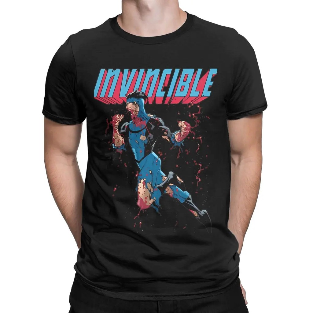 เสื้อยืดกราฟิกผ้าฝ้าย 100% ลายซูเปอร์ฮีโร่ Invincible OmniMan สำหรับผู้ชาย