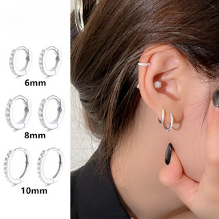 We Flower เกาหลี s925 เงินประกายคริสตัลรอบ Hoop ต ่ างหูผู ้…