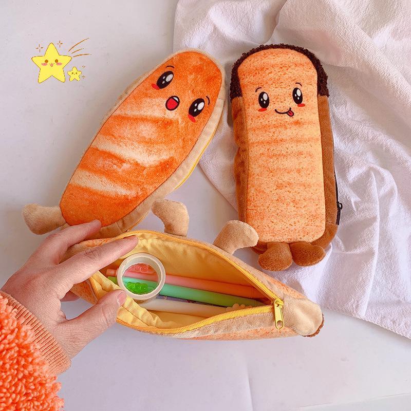 [JBTH] Creative Funny Toast Bread Pencil Case Large Capacity Universal Student Pencil Case Pouch Chi