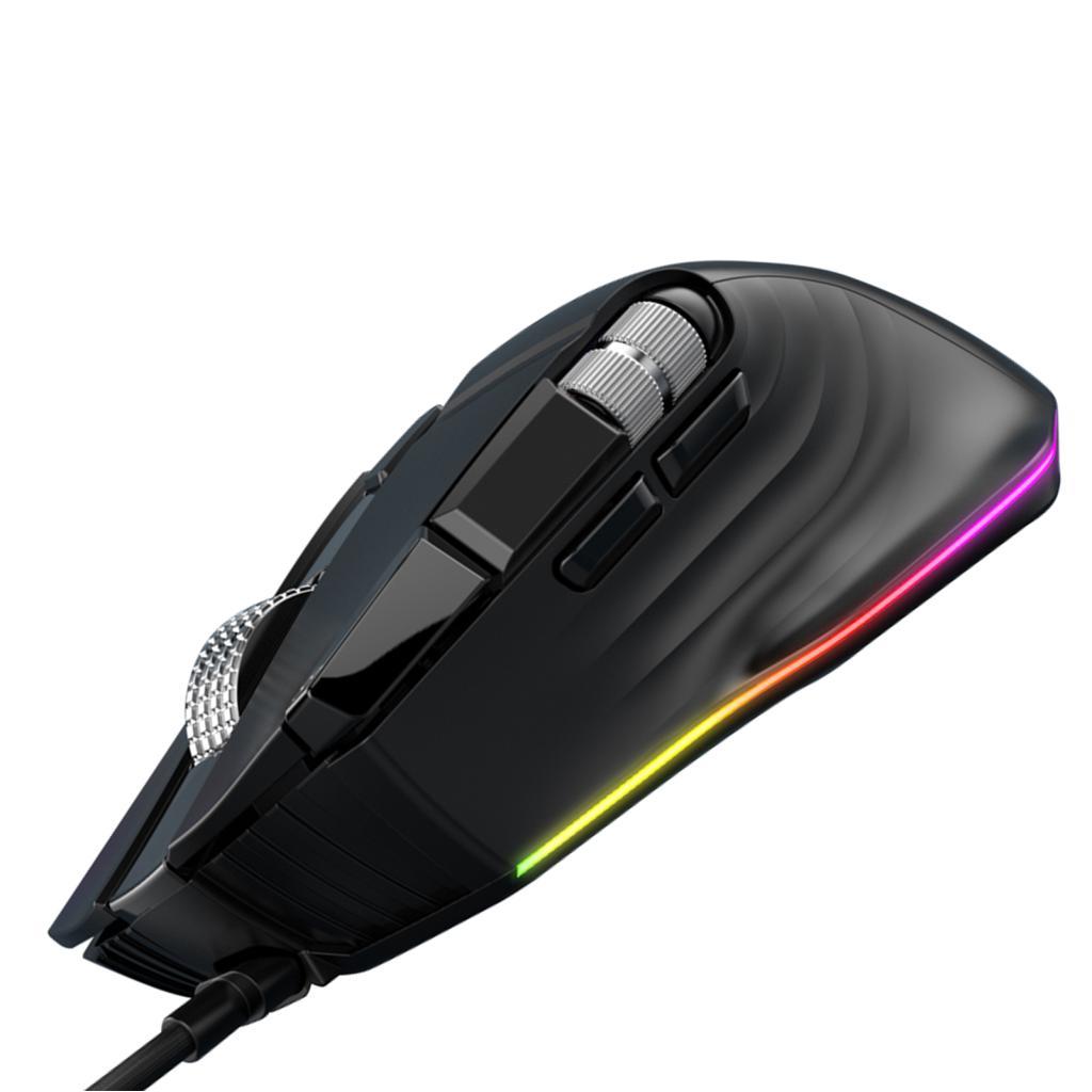 Wisoqu เมาส์สําหรับเล่นเกมแบบมีสาย 1200DPI-12400DPI DPI RGB คอมพิวเตอร์ตามหลักสรีรศาสตร์ 7 โหมดแสง D