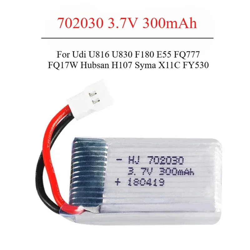 3.7V 300mAh แบตเตอรี่ Lipo U816 F180 E55 FQ777 H107 X11C FY530 รีโมทคอนโทรลเครื่องบิน Drone แบตเตอรี