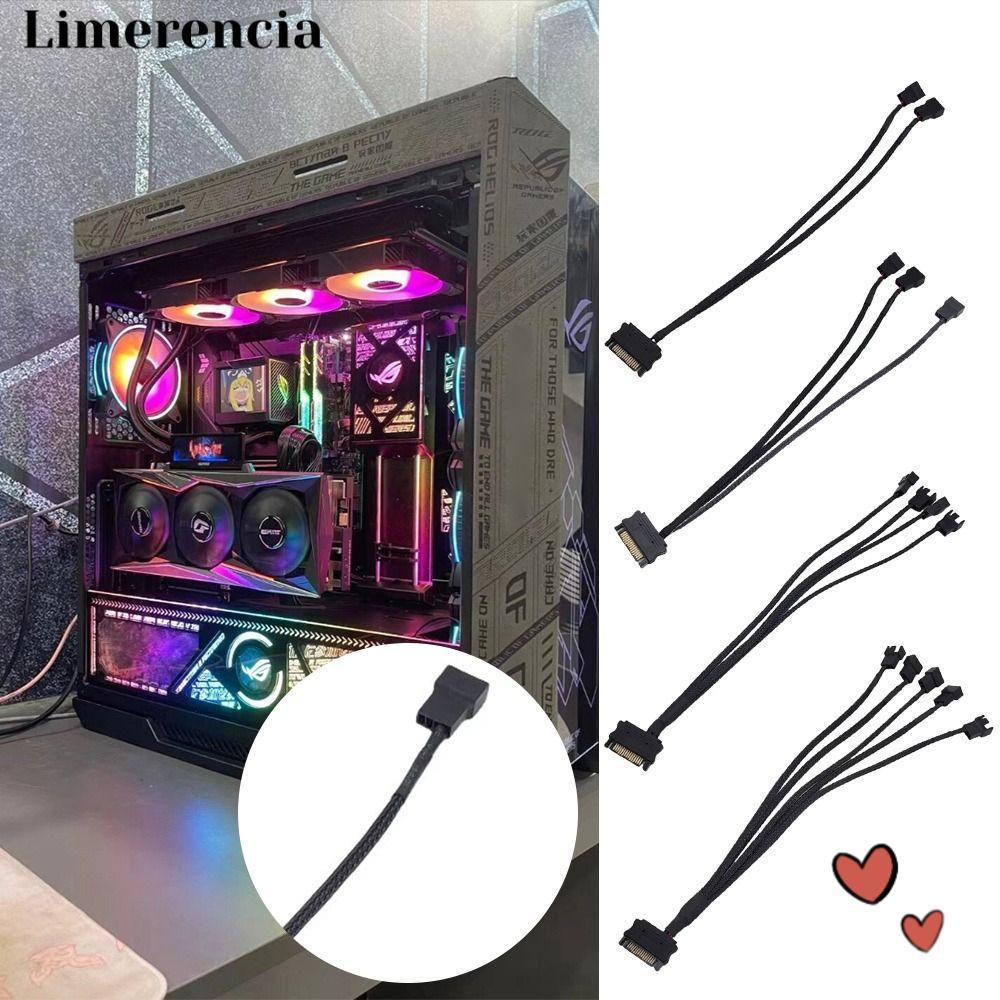 สายไฟ LIMERENCIA, หลายพอร์ต 3Pin/4Pin SATA ถึง 4pin, Professional 24AWG 12V สายไฟคอมพิวเตอร์ระบายควา