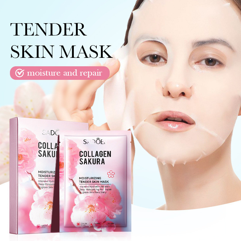Sakura Mask Boxed SADOER Collagen Moisturizing Rejuvenating Moisturizing Mask QFCY