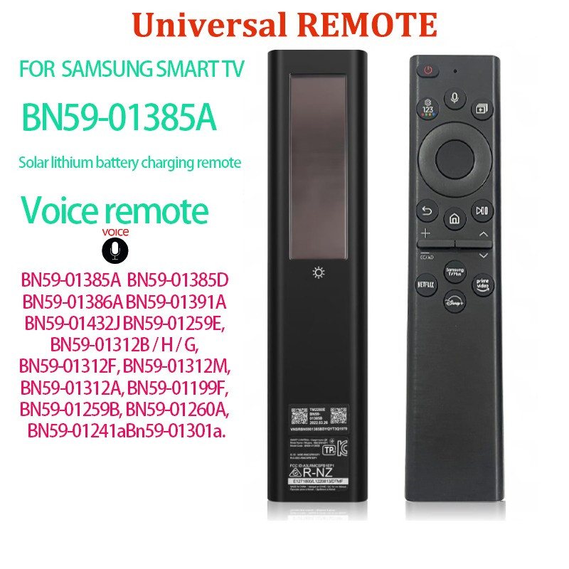 คำสั่งเสียง รีโมททีวี Samsung LED QLED OLED Smart tv พลังงานแสงอาทิตย์/ชาร์จไฟ/USB-C NETFLIX Prime video รีโมทสากล BN59-01385A