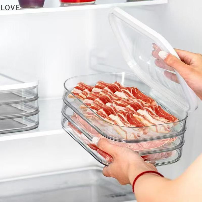 [JJCW] ภาชนะบรรจุเนื้อสําหรับตู้เย็น Staable Cold Cuts ภาชนะเก็บพร้อมฝาปิดใสสําหรับ Deli Meat Bacon 
