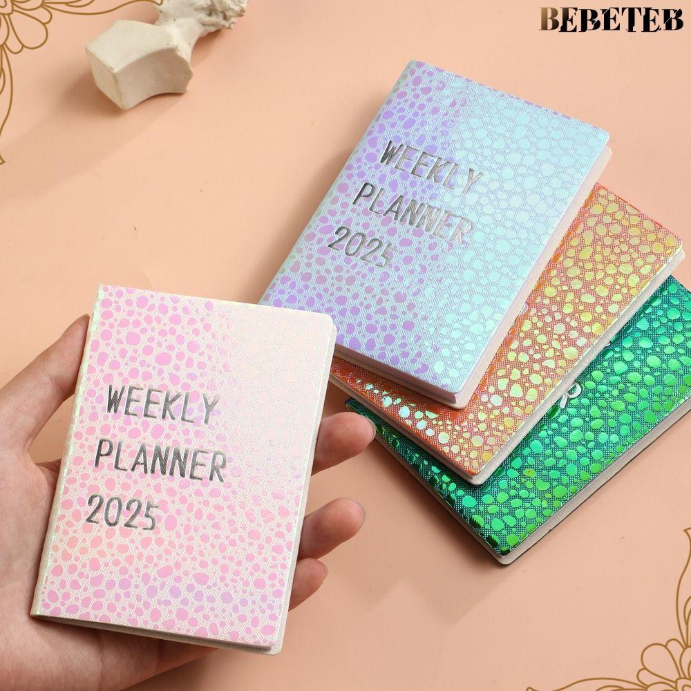 สมุดแพลนเนอร์ BEBETEB 2025 หนังสือวาระ A7 2025 ภาษาอังกฤษ สี Creative Laser Starlight To Do List wit