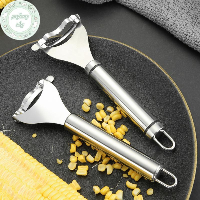 PUSKY Kitchen Corn Sheller สแตนเลสกบข้าวโพดในครัวเรือนเปลือกข้าวโพดคู่มือข้าวโพด Thresher Roe Deer ก