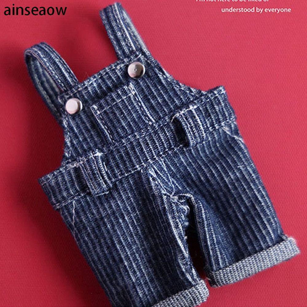 เสื้อผ้ากระโปรงสายเดี่ยว AINSEOW, กางเกงยีนส์กระโปรงตุ๊กตาทํามือ, ชุดเอี๊ยมตุ๊กตาหมี DIY หลากสีคุณภาพสูงสําหรับอุปกรณ์ตุ๊กตาผ้าฝ้าย 15 ซม.