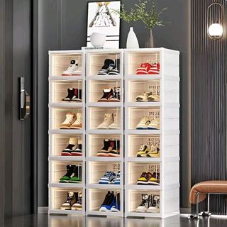 Living กล่องรองเท้าพับ ตู้วางรองเท้า 3/6/9/10ชั้น โปร่งใสประ…