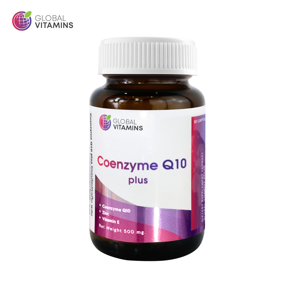 LL Vtm: Q10 x 1 ขวด โคเอนไซม์คิวเท็น พลัส โกลบอลวิตามิน Coenzyme Q10 Global Vitamins ซิงค์ Zinc วิตา
