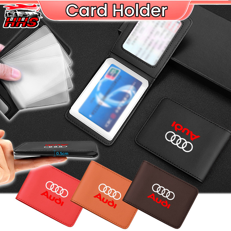 Audi Multi-Functional DriverใบอนุญาตชุดMini Slimกระเป๋าสตางค์PuหนังMulti Slot Designกระเป๋าฝาครอบป้อ