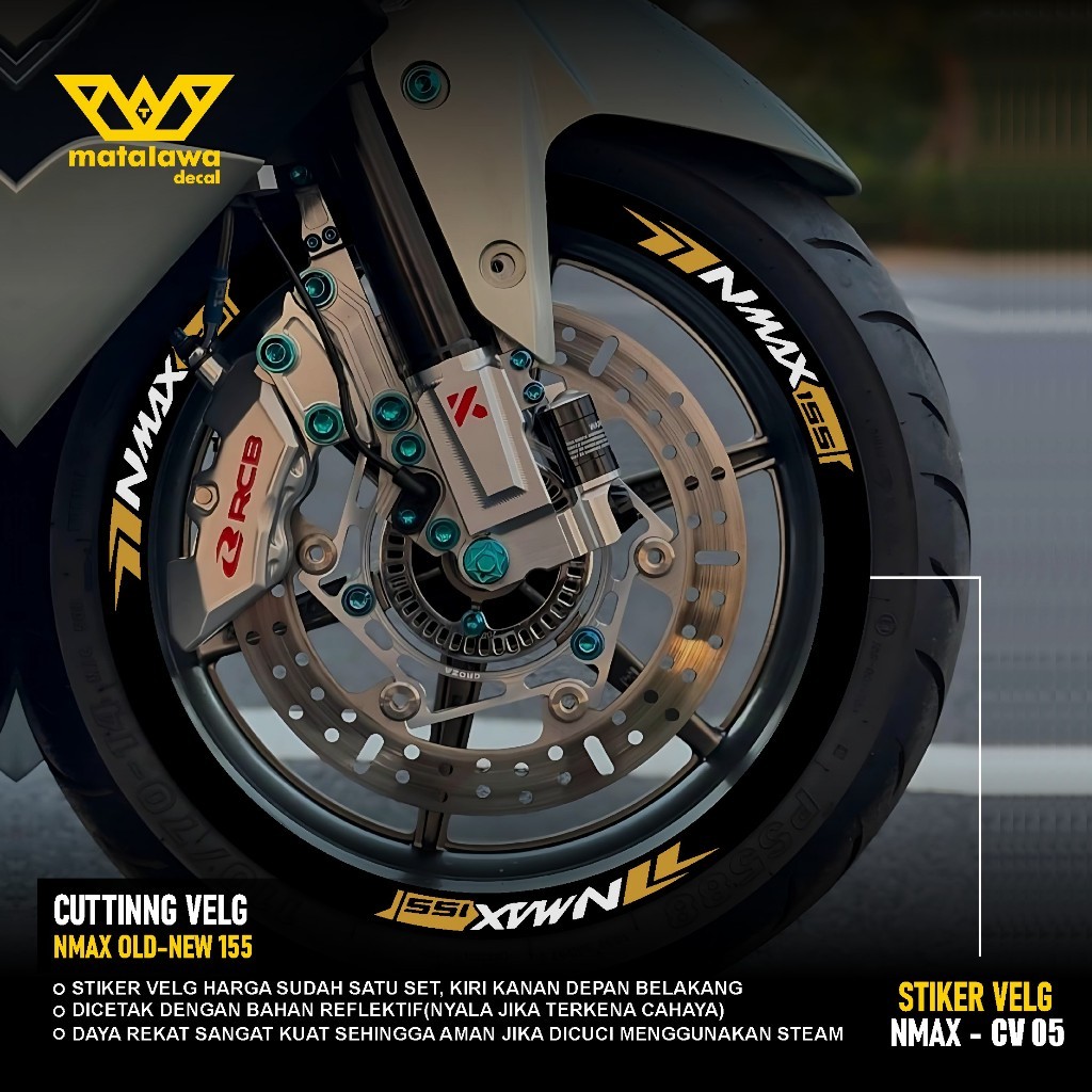 PREMIUM FRONT REAR RIMS สติ๊กเกอร์ตัด NMAX 155 เชื่อมต่อ liss สติ๊กเกอร์ variation yamaha old new mo