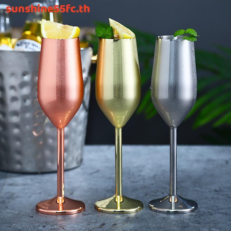 SUN 220ml สแตนเลสสตีล Goblets แก้วไวน์แดงน้ําผลไม้เครื่องดื่มแชมเปญ Goblet Party Barware ห้องครัว Drinkware TH