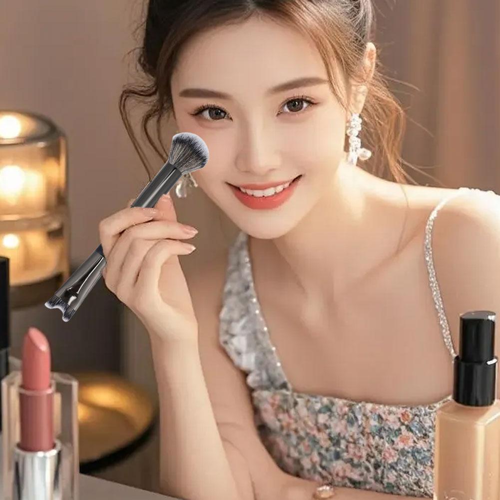 Doual-ended แปรงแต่งหน้า U-รูปจมูก Contour Brush Blusher Highlight Powder Brush แต่งหน้า W2p5