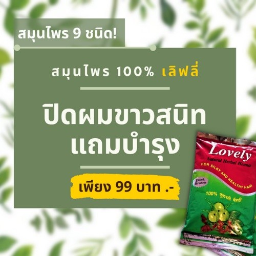 Henna Lovely เฮนน่าย้อมผม lovely natural herbal henna 200 g นำเข้าจากอินเดีย แท้ 100%