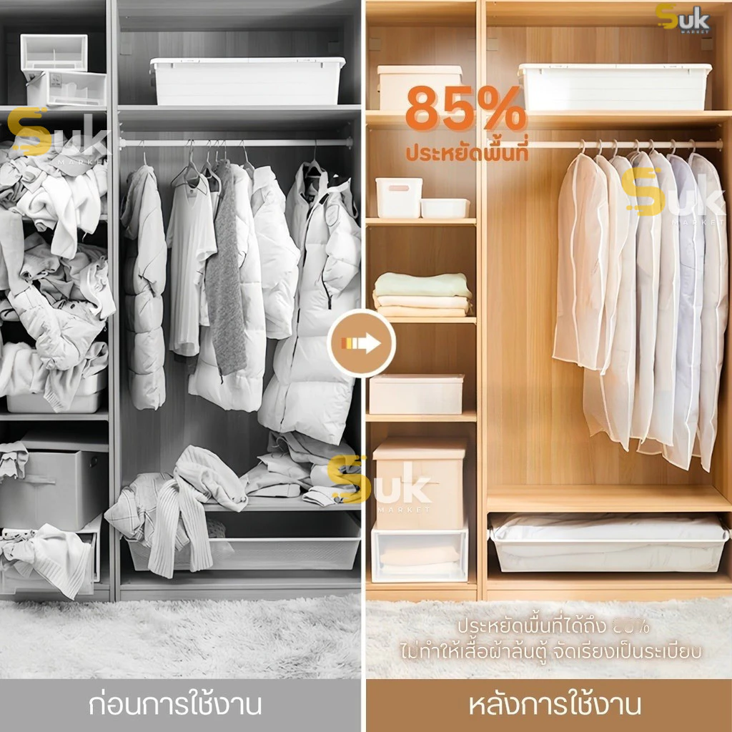ถุงคลุมเสื้อผ้า(หนาพิเศษ2ชั้น)กันฝุ่น กันยับแบบมีซิป 4ขนาด ถุงใส่สูท ถุงใส่เสื้อผ้า ที่คลุมเสื้อผ้า Clothing Dust Bag thumbnail 7