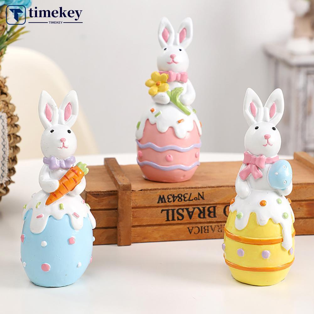 TIMEKEY อีสเตอร์ไข่เรซิ่น Bunny Decor ตารางกระต่าย Figurine ฤดูใบไม้ผลิอีสเตอร์ตกแต่งสําหรับ Home Fa