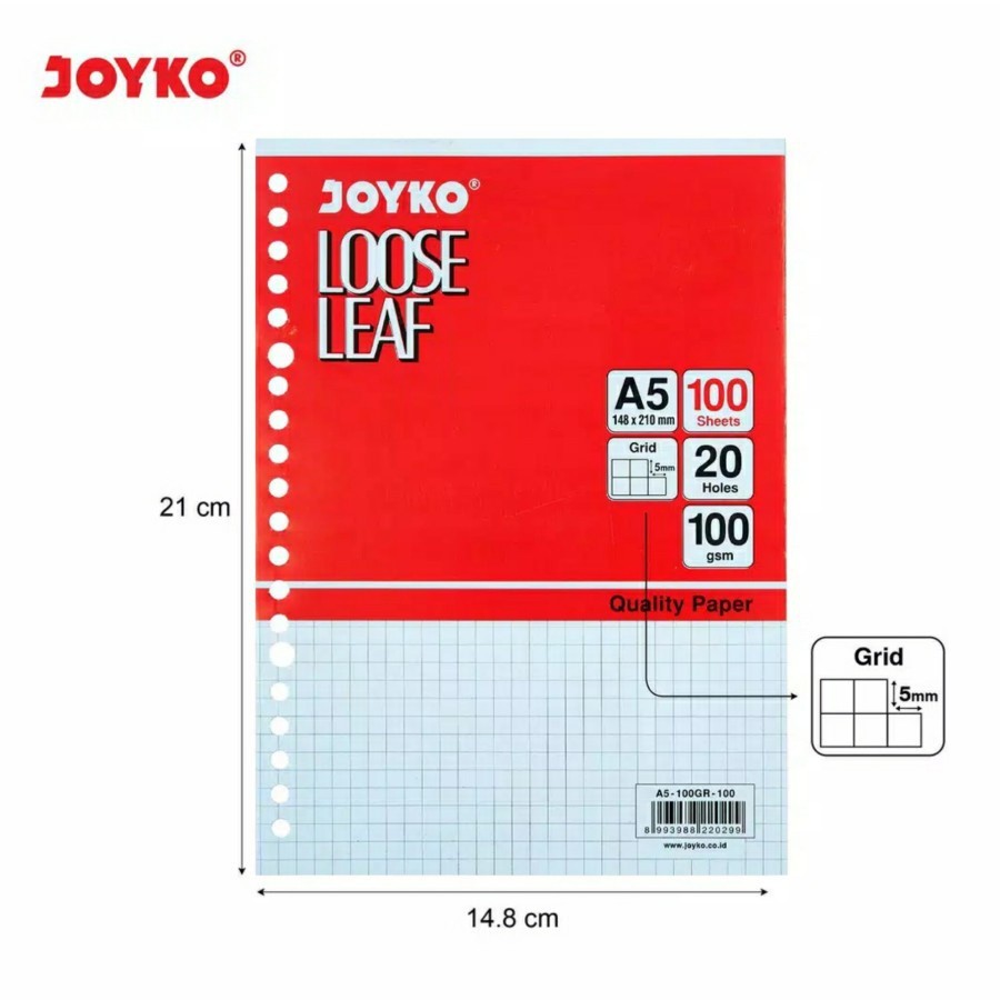 ใบหลวม GRID Joyko A5 100 แผ่น 100 Gsm กล่องใบหลวมขนาด A5 - หน่วย (เนื้อหา 100 แผ่น)