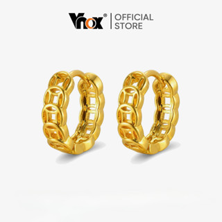 ต่างหู HOOP ดีไซน์เรโทร จากทองคำแท้ 18K และทองแดง สำหรับผู้ห…