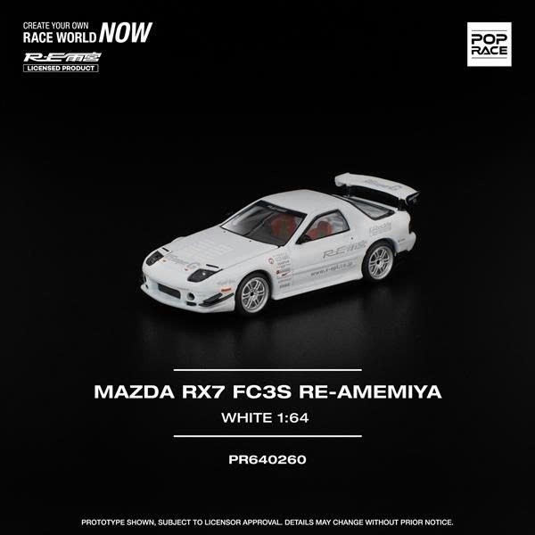 โมเดลรถ Pop Race PR640260 MAZDA RX7 FC3S RE-AMEMIYA สีขาว