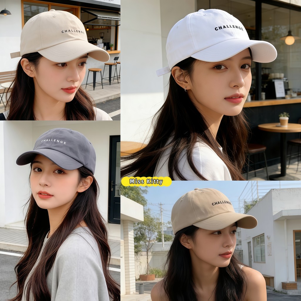 Miss Kitty หมวกเบสบอลแฟชั่นผู้หญิง พิมพ์ตัวอักษร สามารถเข้ากับชุดหลากหลาย สบาย หลายสี สไตล์ลำลอง MK-20-0