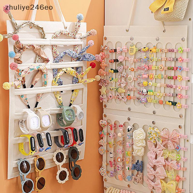 Zhuliye246eo] โบว์ผมออแกไนเซอร์แขวนผนังผู้ถือความจุขนาดใหญ่คลิปผมที่เก็บไม้แขวนเสื้อประหยัดพื้นที่อุปกรณ์เสริมสําหรับห้องสาวใหม