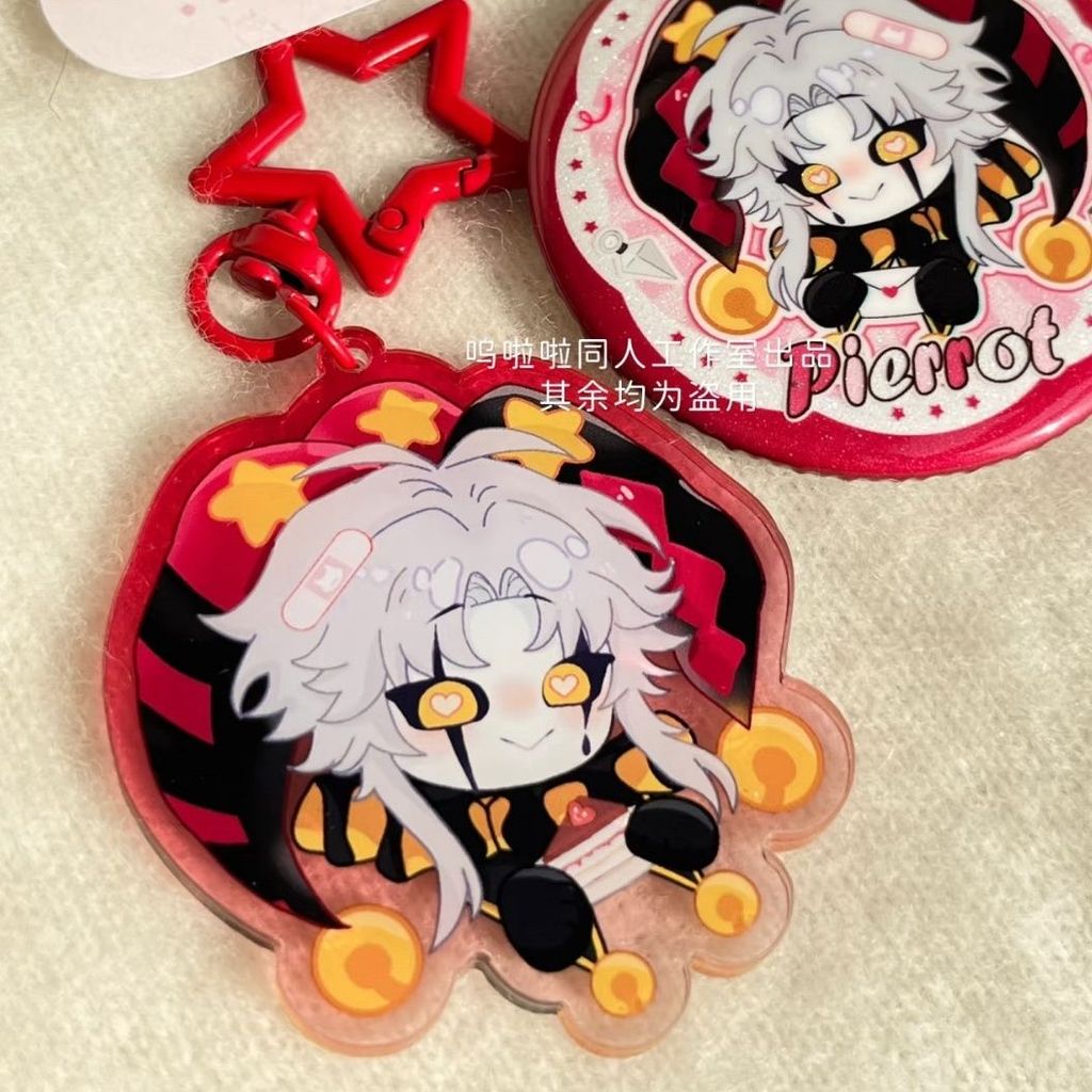Pierrot อะนิเมะพวงกุญแจผู้หญิงอะคริลิค Key Chain Man Freak Circus Key แหวนจี้เครื่องประดับอุปกรณ์เสริมของขวัญเพื่อน