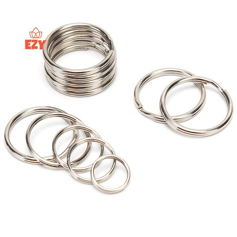 EZY 100 ชิ้น/ล็อตพวงกุญแจ DIY โลหะผู้ถือกุญแจแยกแหวน Hoop ห่วงโลหะพวงกุญแจใหม่