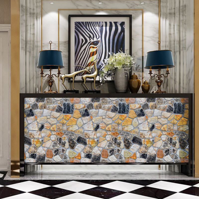 ขายร้อน [ราคาขายส่ง] Creative 3D อิฐรูปแบบสติ๊กเกอร์ติดผนัง Self-Adhesive Nostalgic วอลล์เปเปอร์ Caf