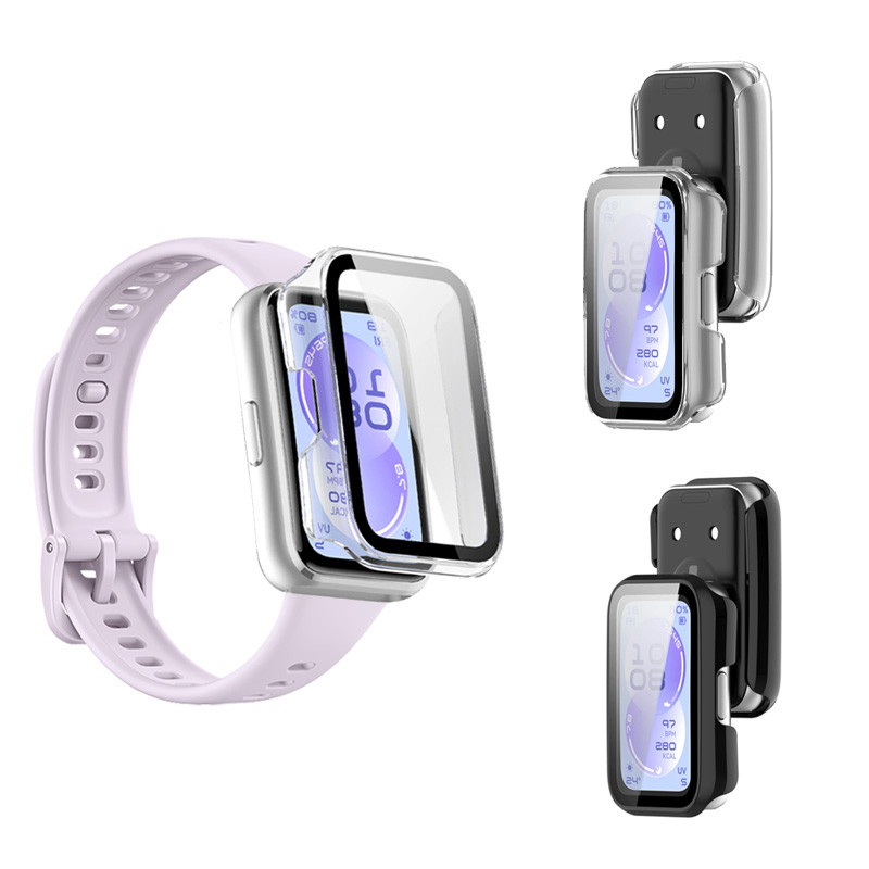 PC Glass + ฝาครอบเปลือกสําหรับ HUAWEI Band 11 อุปกรณ์เสริม All-Around Hard กันชนกรอบกระจกนิรภัย HuaWei สมาร์ท band 11 กรณี