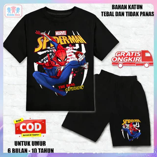 ชุดเสื้อยืดและกางเกงขาสั้นสไปเดอร์แมนสำหรับเด็ก! "สินค้าใหม่" "ดีไซน์สไปเดอร์แมนเท่ ๆ" น่าดูและกำลังฮิต ผ้าฝ้ายเนื้อนุ่
