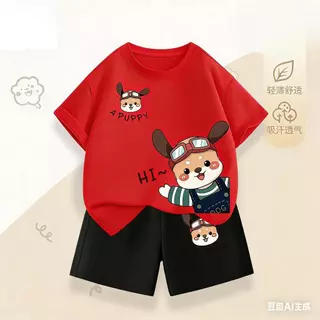 [COD]Hana kids ชุดกีฬาฤดูร้อนสองชิ้นใหม่สำหรับเด็กชาย มีสไตล์และน่ารัก ชุดฤดูร้อนที่ขายดีสำหรับเด็กชายและเด็ก+（ชุดเสื้อย