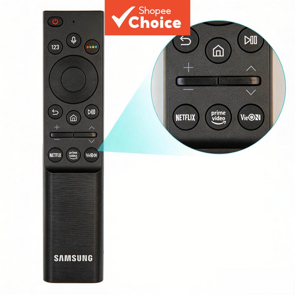 สําหรับรีโมทควบคุมด้วยเสียงของ Samsung QLED TV 2024 (ปุ่ม VieON) ให้ทําตามคู่มือของเครื่อง