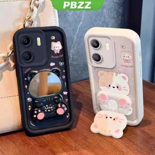 PBZZ FOR เคส เคสสําหรับ VIVO Y15S VIVO Y15A VIVO Y01 เคสโทรศัพท์ Softcase ซิลิโคนกันกระแทกออกแบบใหม่ความงามการ์ตูนแมวพร้อมที่วางสําหรับกระจก JTMMZJ01