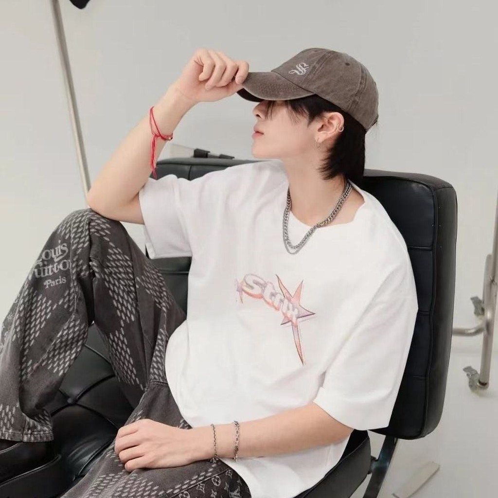 เสื้อยืดTaixing แขนสั้นหลวมสำหรับใส่ทุกวันและขับรถ