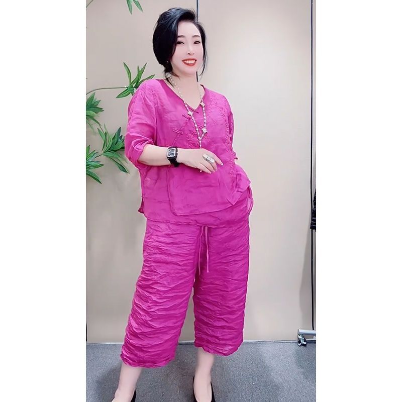 เสื้อใหม่100ฤดูร้อน codv จับคู่ชุดสองชิ้นผู้หญิงยืนปกสูงสีทึบกว้างกางเกงสไตล์ตะวันตกหลวม 2025fashion