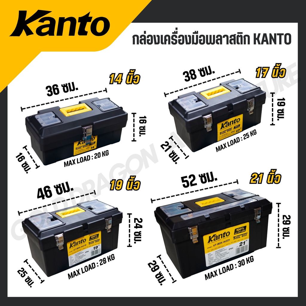 KANTO กล่องเครื่องมือพลาสติก ล็อคเหล็ก/พลาสติก ขนาด 13,14,17,19,21 นิ้ว รุ่น KT-BOX-MZ14 / KT-BOX-Mi13 รูปที่ 2