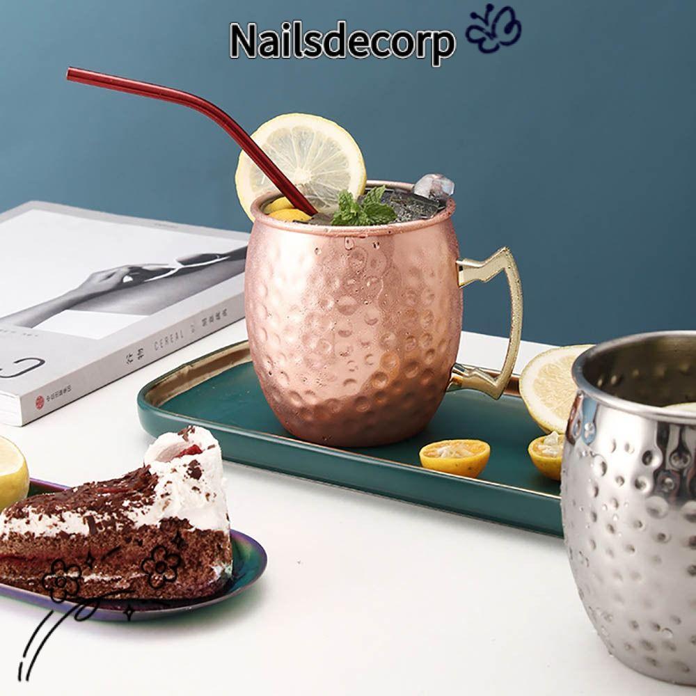 NAILS ถ้วยทองแดงบริสุทธิ์, Moscow Mule Handcrafted ถ้วยแก้ว,พร้อมที่จับตอกหนาเรียบ Moscow Mule แก้ว 