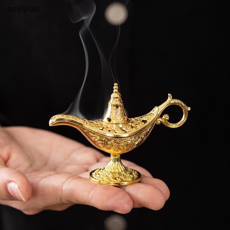Syj Hollow Legend Aladdin Magic Genie โคมไฟธูป Burners Retro Wishing น้ํามันโคมไฟตกแต่งบ้านของขวัญ TH