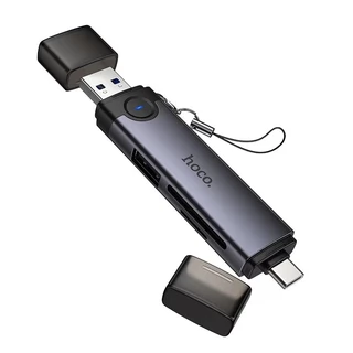 HOCO HB56 การ์ดรีดเดอร์ 3in1 USB + Type-C อ่าน TF card, SD card, USB Flash drive OTG ความเร็วสูง 5Gbps รองรับ 2TB hc5