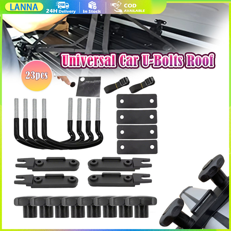 ร้านอยู่ที่ไทย ชุดตัวยึดหลังคารถยนต์ ชุดตัวU  23ชิ้น/ชุด ทนทาน ชุดอุปกรณ์ติดตั้งกล่องหลังคารถ สำหรับ