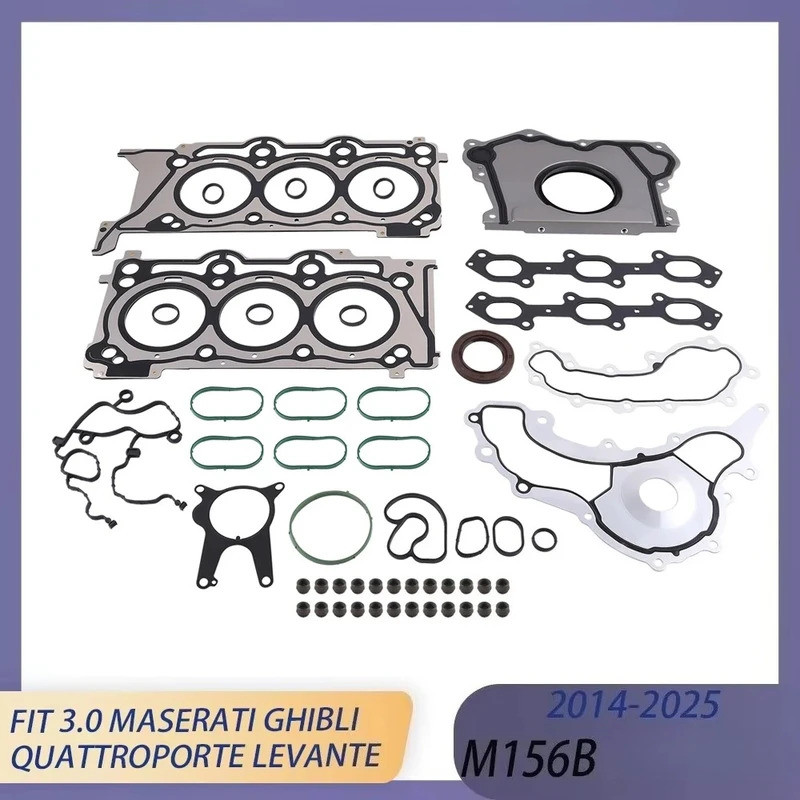 ชิ้นส่วนเครื่องยนต์ชุดปะเก็นกระบอกเต็ม Fit 3.0 LT V6 GAS DOHC M156B 14-22 สําหรับ Maserati Quattropo