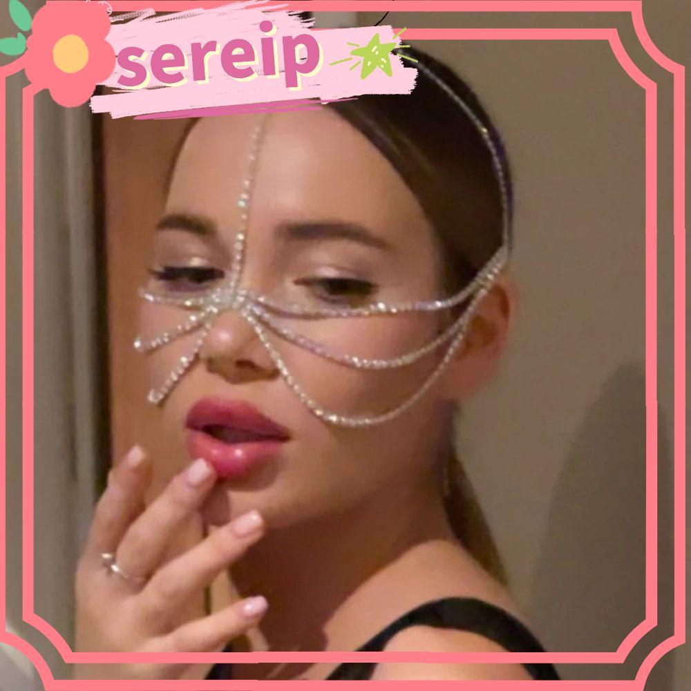 SEREIP คริสตัล Layered Face Chain Handmade Dance Party ผมหรูหรา Rhinestone ฝาครอบ FaceJewelry Face D