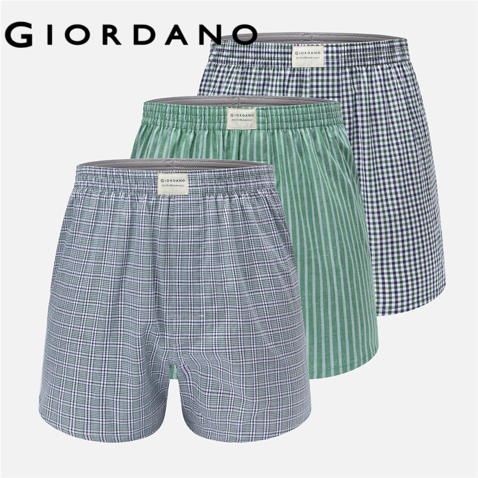 GIORDANO MEN บ็อกเซอร์ผ้าฝ้ายผู้ชาย (3-Pack) 0 01176119